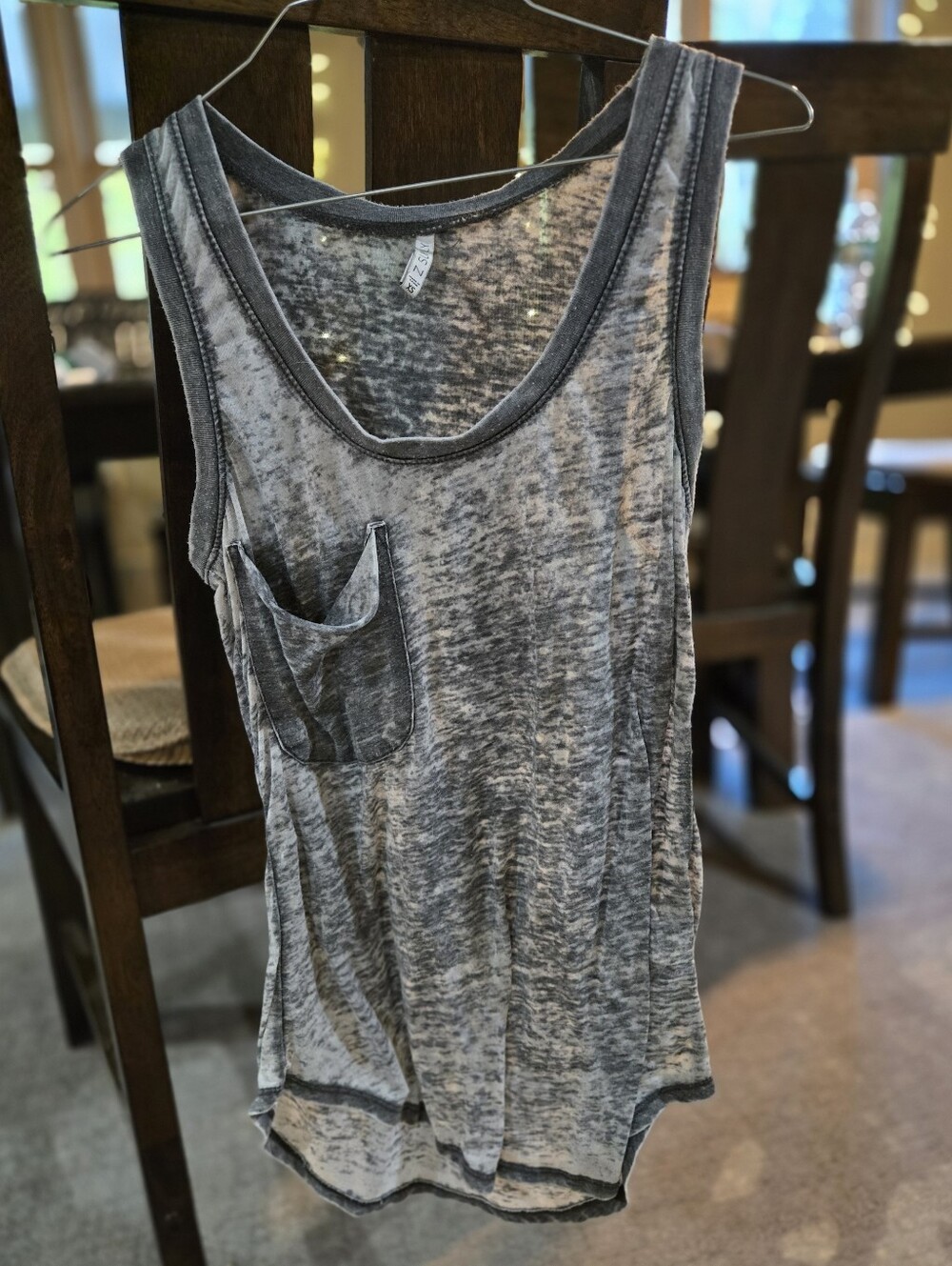 Z Supply Gray Washed Pocket Tank Top